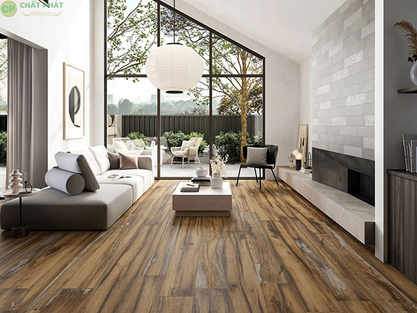 Mẫu gạch lát nền nhà giả gỗ sang trọng