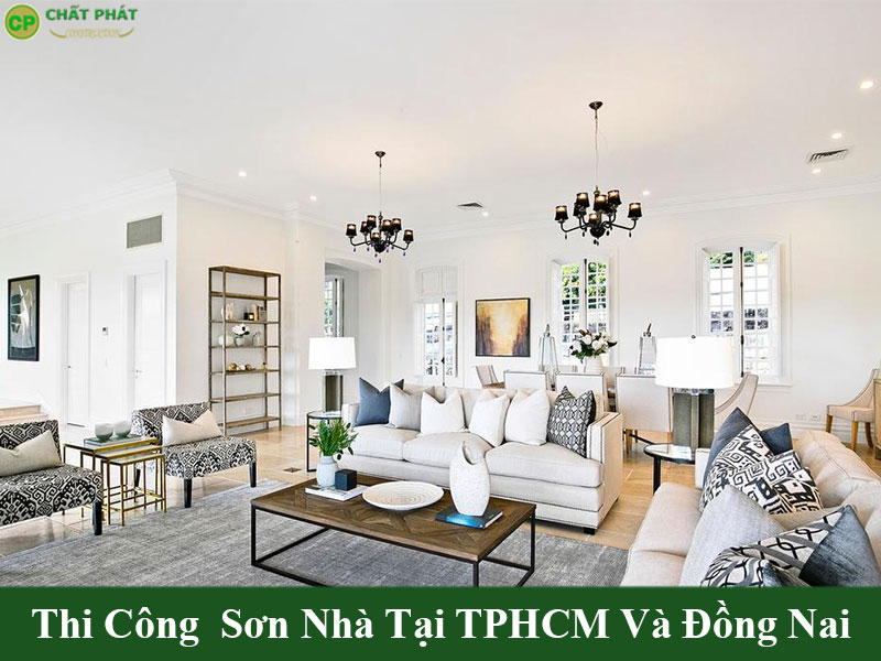 Mẫu sơn nhà màu trắng đẹp cho phòng khách