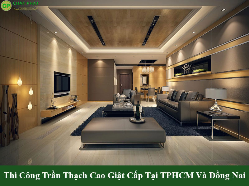 Mẫu trần thạch cao giật cấp đẹp kết hợp đèn LED