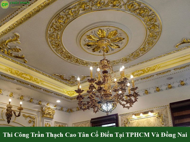 Mẫu trần thạch cao tân cổ điển đẹp cho biệt thự 