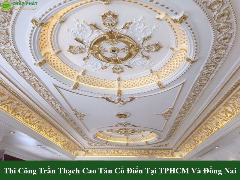 Mẫu trần thạch cao tân cổ điển cho nhà phố 