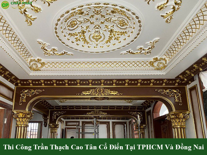 Mẫu trần thạch cao tân cổ điển phòng khách cực đẹp 