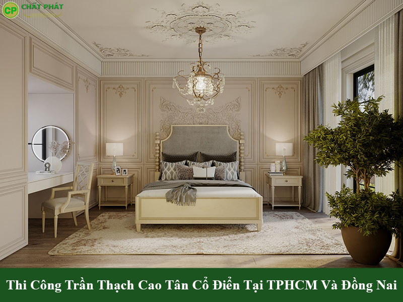 Mẫu trần thạch cao tân cổ điển phòng ngủ nhẹ nhàng