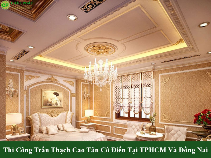 Mẫu trần thạch cao tân cổ điển phòng ngủ ấm cúng