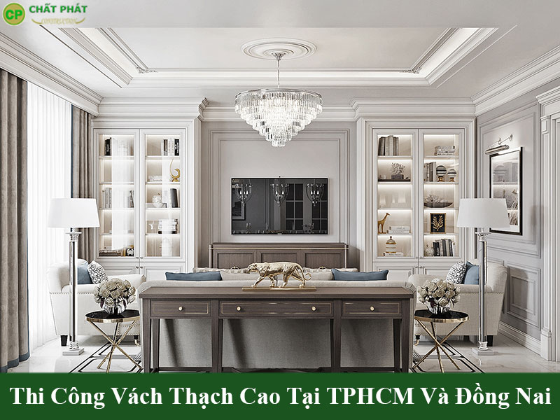 Mẫu vách thạch cao tân cổ điển kết hợp phào chỉ